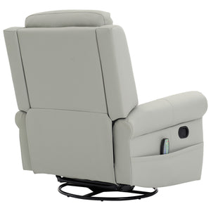 English Elm Manual Swivel Rocker Recliner Pu Leather Chair with Massage Heating and Pocket Spring Support Grey N763P363558E