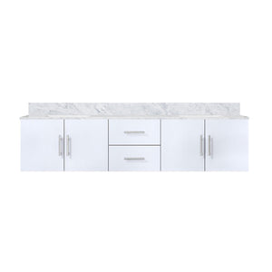 English Elm Glossy White Double Bath Vanity With Carrara Marble Top, Soft-Close Drawers & Organized Storage Solutions B2731P258535