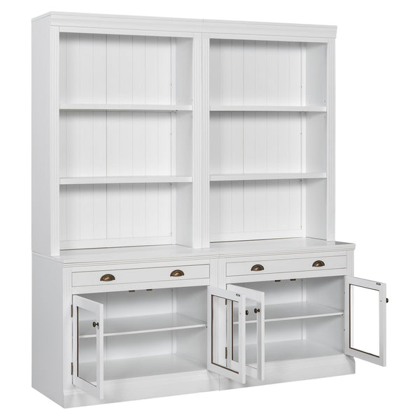 English Elm 83.4"Tall Modern Bookshelf Suite With Led Lighting - Stylish 2-Piece Storage For Home & Office Decor N751S059520K