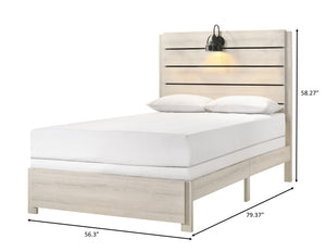 English Elm 1pc Rustic Style Butcher Block King Size Bed with Weathered Cream Finish—Classic Detailed Design for Cozy Sanctuary Antique White 71.02 L x 38.31 W x 11.2 H B011P231380