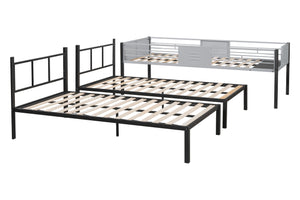 English Elm Triple Bunk Bed Steel Frame with Wood Slats Converts to Three Twin Beds W427S00071