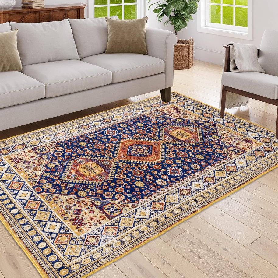 English Elm Area Rug 5X7 Vintage Bohemian Persian Design - Washable, Non-Slip, Perfect For Living Room & Bedroom W2907P265037
