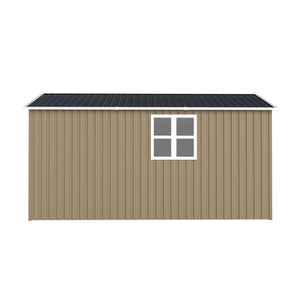 English Elm Campcraft 8x12 Outdoor Metal Storage Shed Lockable Weatherproof Backyard Tool House Brown W1598S00043