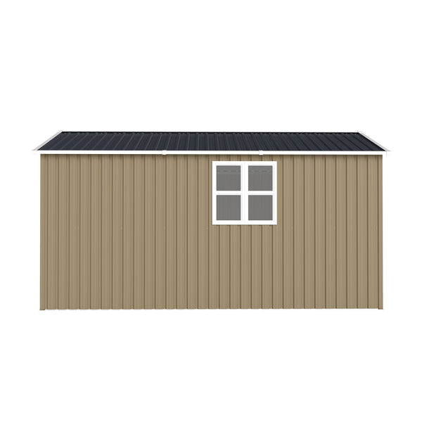 English Elm Campcraft 8x12 Outdoor Metal Storage Shed Lockable Weatherproof Backyard Tool House Brown W1598S00043