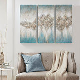 Madison Park Blue Luminous Glam/Luxury Heavily Embellished 3-piece Canvas Wall Art Set MP95C-0155 Blue