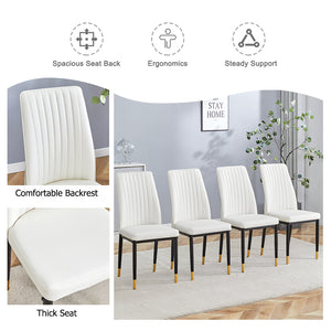 English Elm Modern High Back Pu Leather Dining Chairs with Chrome Legs for Kitchen Nook W3493P421598