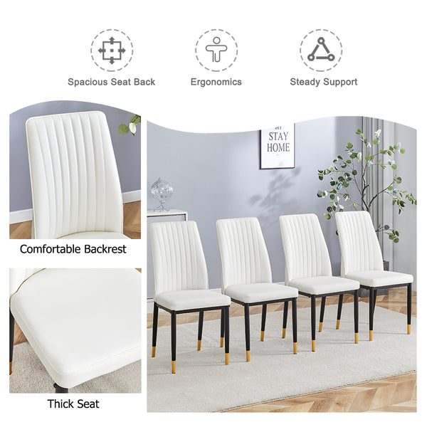 English Elm Modern High Back Pu Leather Dining Chairs with Chrome Legs for Kitchen Nook W3493P421598