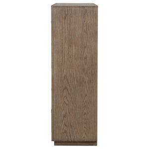 English Elm Gibbons Five Drawer Chest with Chrome Pulls and Mitered Trim for Modern Bedrooms B062P447735