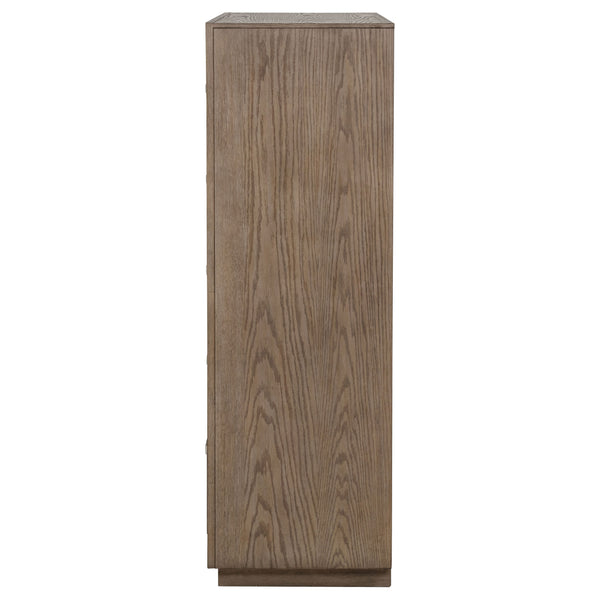 English Elm Gibbons Five Drawer Chest with Chrome Pulls and Mitered Trim for Modern Bedrooms B062P447735