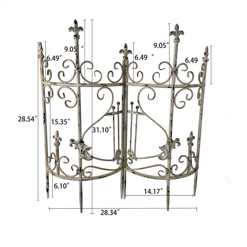 English Elm Sungmor Wrought Iron Garden Border Fence Scrollwork Trellis Vintage Green Finish W5230P450594