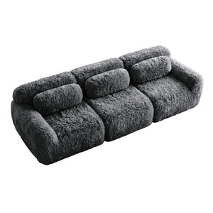English Elm 114''soft Plush Modular Sectional Sofa with Cloud Cushions for Living Room Theater Dark Grey W714S01549