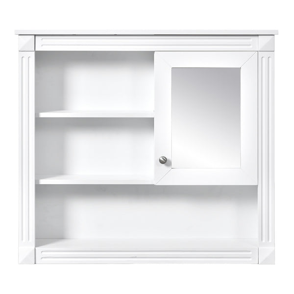 English Elm 32'' Bathroom Wall Cabinet Mirror — 32-inch Wall-Mounted Medicine Cabinet with Adjustable Shelves for Streamlined Bathroom Storage and Stylish Organization White N710P254922K
