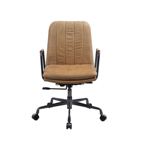 English Elm Rum Top Grain Leather Swivel Office Chair with 360° Mobility, Adjustable Height, Wheels, Durable Elegance B062P215465
