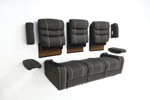 English Elm Recliner Sofa Set Microfiber Club Style with Nail Head Trim for Living Room Theater W3900S00006