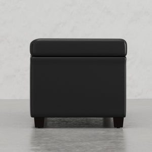 English Elm Lincoln Extra Large Storage Ottoman Bench - Midnight Black Vegan Leather, Stitched, Durable Wood, Safe Hinge Seating 55" B2732P253622