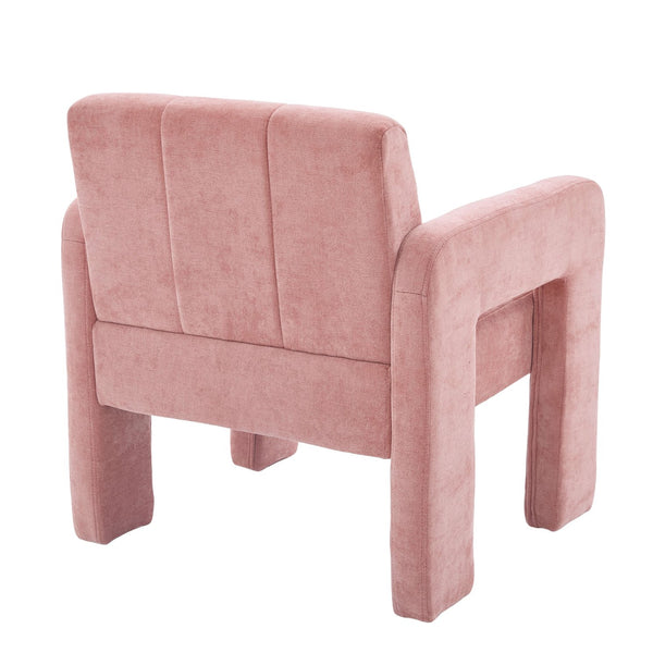 English Elm Modern Chenille Armchair with Ergonomic Curved Armrests, 500lb Capacity, Nordic Minimalist Accent Chair for Living Room Pink W395P380517