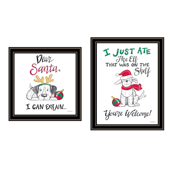 English Elm Trendy Holiday Framed Wall Art Set of 2 Humorous Prints for Bedroom Living Room B067P256618