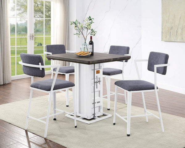 English Elm Grey Counter Height Chair Set Of 2 - Stylish, Padded, Ergonomic Seating For Kitchen & Bar Areas B062P209230