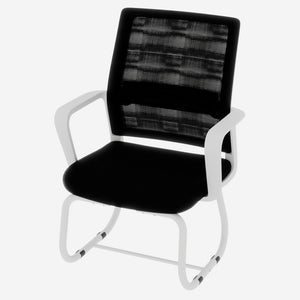 English Elm Minimalist breathable mesh office chair with curved support, cushioned seat, stable iron frame for long workdays White+Black W1935P338539