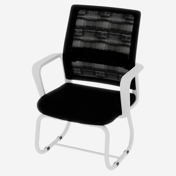 English Elm Minimalist breathable mesh office chair with curved support, cushioned seat, stable iron frame for long workdays White+Black W1935P338539