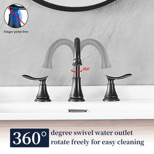 English Elm 2-Handle Widespread Bathroom Sink Faucet In Oil Rubbed Bronze With 360° Swivel Spout & Drain Kit T3177P277518