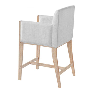 English Elm 24'' Upholstered Counter Stools with Arms Beige Set of 2 for Kitchen Island Natural N780P354193N