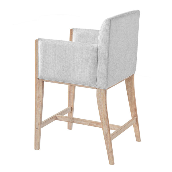English Elm 24'' Upholstered Counter Stools with Arms Beige Set of 2 for Kitchen Island Natural N780P354193N