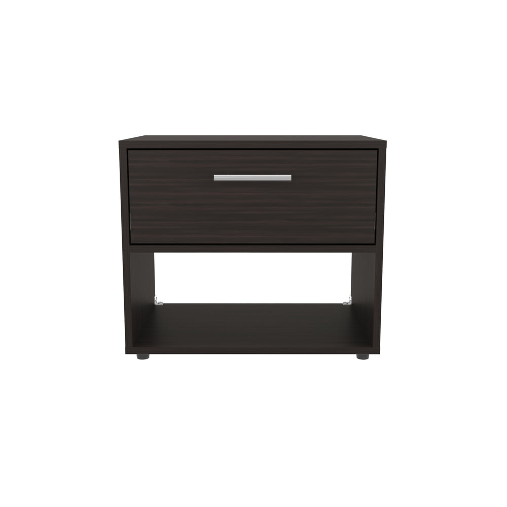 English Elm Alpine 18" High One Drawer Nightstand Dark Walnut — Compact Modern Side Table with Shelf & Drawer B070P286442