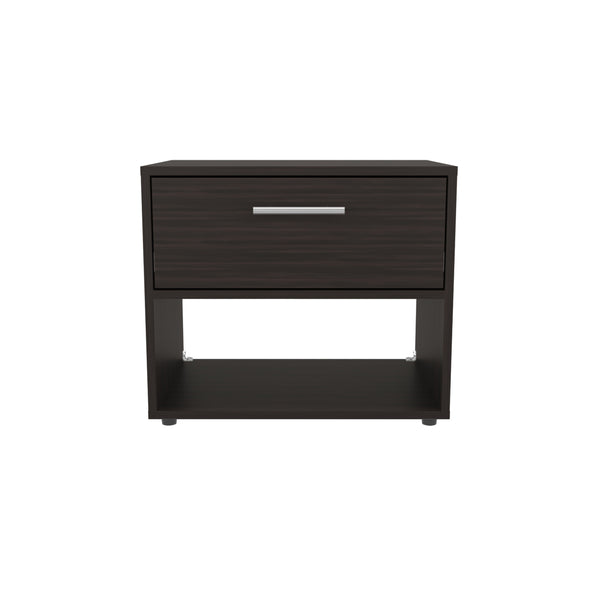 English Elm Alpine 18" High One Drawer Nightstand Dark Walnut — Compact Modern Side Table with Shelf & Drawer B070P286442