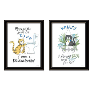 English Elm Trendy Decor 4u Humorous Hand-lettered Two-piece Framed Wall Art Set for Home Bar B067P256630