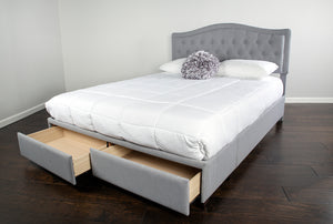 English Elm Queen Upholstered Storage Bed in a Box with Built-In Drawers and Polyester Fabric for Easy Organization Gray 67.25 L x 26.75 W x 16.75 H B2699P293582