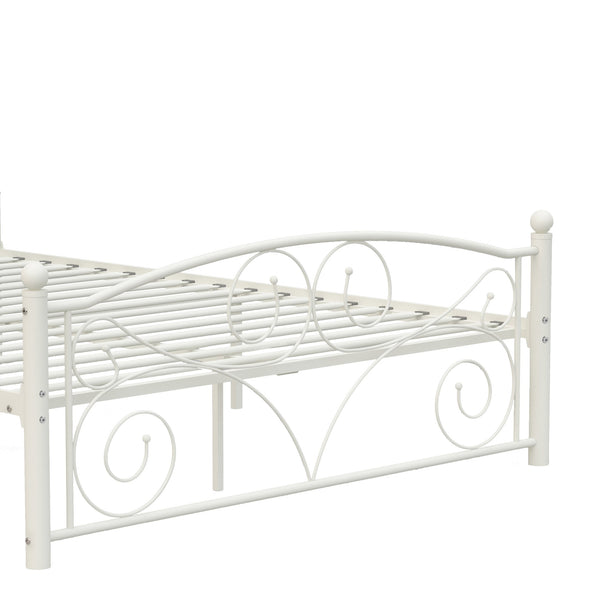 English Elm Full Upholstered Platform Bed Frame with Headboard, Sturdy Wood Slats, No Box Spring Needed, Easy Assembly White 59.45 L x 23.23 W x 3.94 H W2297P347655