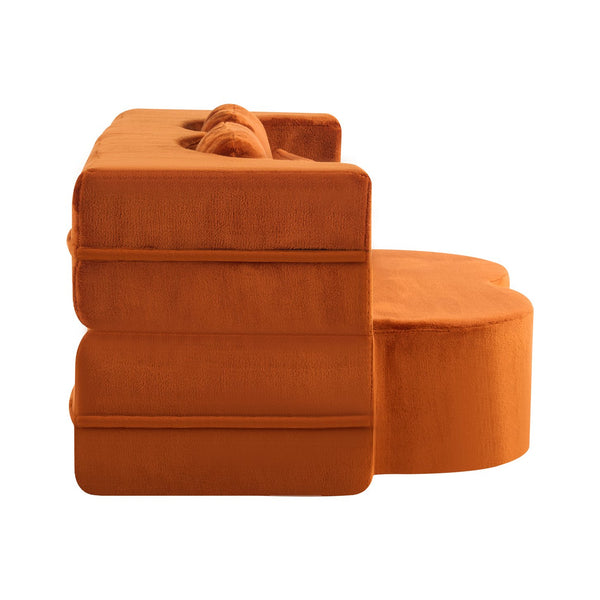 English Elm Large Plush Floor Sofa Foldable Foam Mattress with Pillows for Living Room Lounge W3612P440208