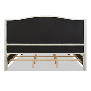 English Elm Jennifer Taylor Home - Marcella Upholstered Shelter Headboard Bed Set - King Size, Antique White, Elegant Design & Comfort B2719P238224