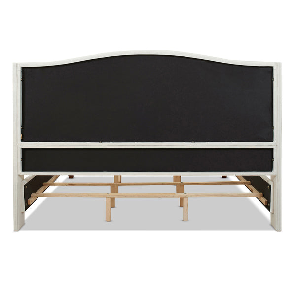 English Elm Jennifer Taylor Home - Marcella Upholstered Shelter Headboard Bed Set - King Size, Antique White, Elegant Design & Comfort B2719P238224