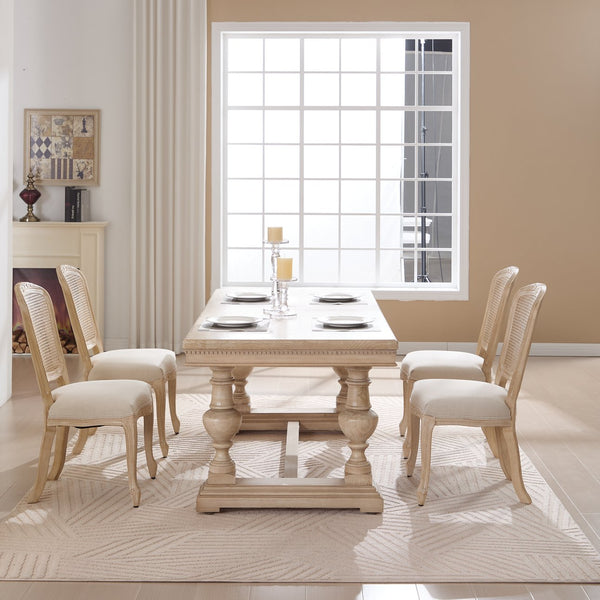 English Elm French Country Dining Chairs Set Of 2, Upholstered Rattan Back Accent Chairs For Dining & Living W3426P324538