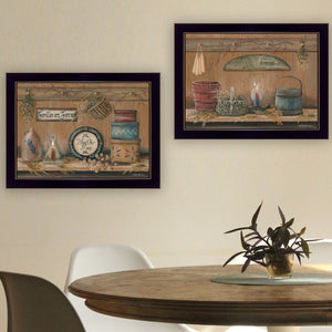 English Elm "shelf Treasures" Botanical 2 Piece Framed Wall Art Set with Matte Black Wood Frame B06788349