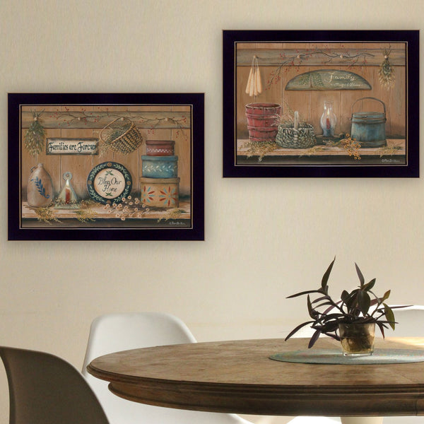 English Elm "shelf Treasures" Botanical 2 Piece Framed Wall Art Set with Matte Black Wood Frame B06788349