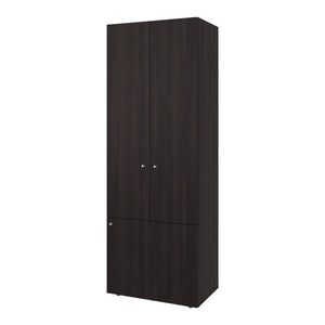 English Elm Armoire, Three-Door Engineered Wood Wardrobe in Walnut and Black Wengue with 3 Shelves for Organized Storage Multi 70.87 L x 23.62 W x 5.51 H B097P369450