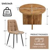 English Elm 5 Piece Round Dining Table Set, Modern Round Table and 4 Upholstered Chairs For Dining Room, Kitchen Room, Living Room, Easy Assembly