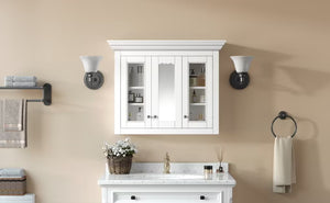 English Elm 35" Bathroom Medicine Cabinet with Mirror — 5 Adjustable Shelves, Wall-Mounted Storage, Modern White Elegance N710P264306K