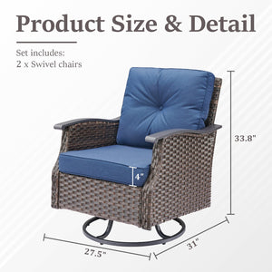 English Elm Outdoor Wicker Swivel Glider Chair Set Pe Woven Steel Frame Patio Seating Pair T3773P419699