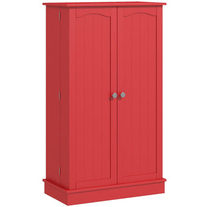 English Elm HOMCOM 41" Kitchen Pantry Storage Cabinet with 5-Tier Shelves, 12 Door Racks, Anti-Tip Straps, Sleek Design Red W2225P229098