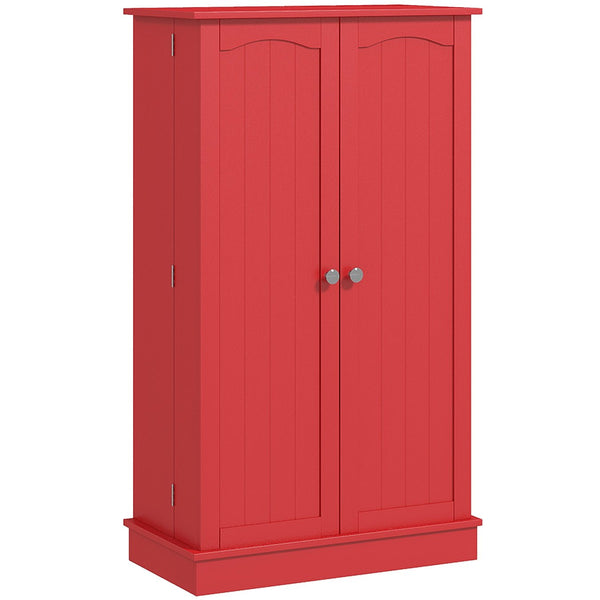 English Elm HOMCOM 41" Kitchen Pantry Storage Cabinet with 5-Tier Shelves, 12 Door Racks, Anti-Tip Straps, Sleek Design Red W2225P229098