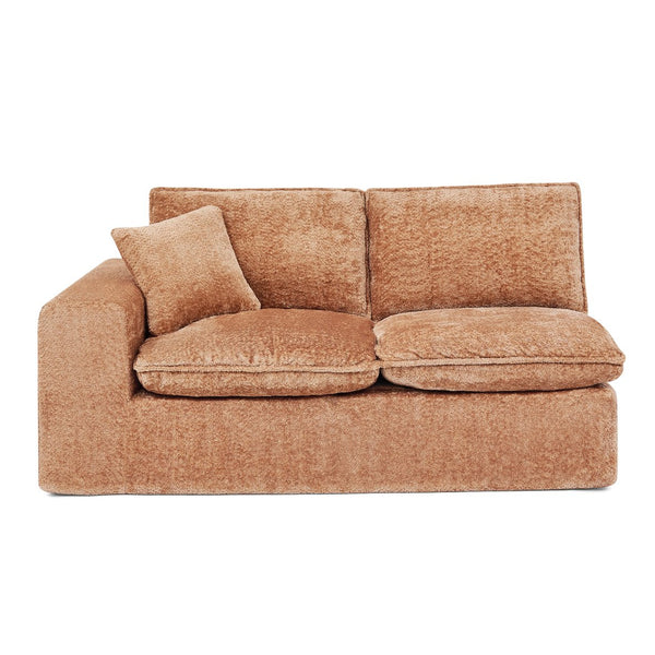 English Elm 107'' Boucle Modular Sectional with Reversible Chaise and Two Ottomans for Living Room Orange W1413S00169