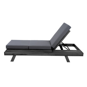 English Elm Lounge Chaise Outdoor Acacia Wood Slatted Frame with Water Resistant Cushion Resort Style Black,Dark Grey N770P442B26G