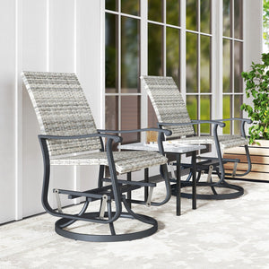 English Elm Outsunny Pe Wicker Swivel Glider Patio Chairs Set of 2 with High Back Steel Frame W2225P485597