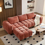 English Elm 111.81''Convertible Sectional Sofa Couch, More Comfy L Shaped Sofa With Fabric Couch,Modern Design Marshmallow Sofa For Living Room and Office,Caramel