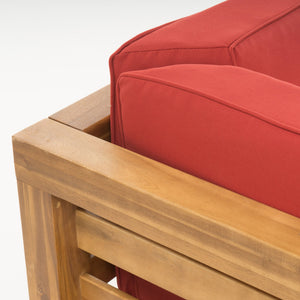 English Elm Oana Outdoor Corner Chair Solid Acacia Hardwood Slat Design with Weather Resistant Cushion 64495.00RED