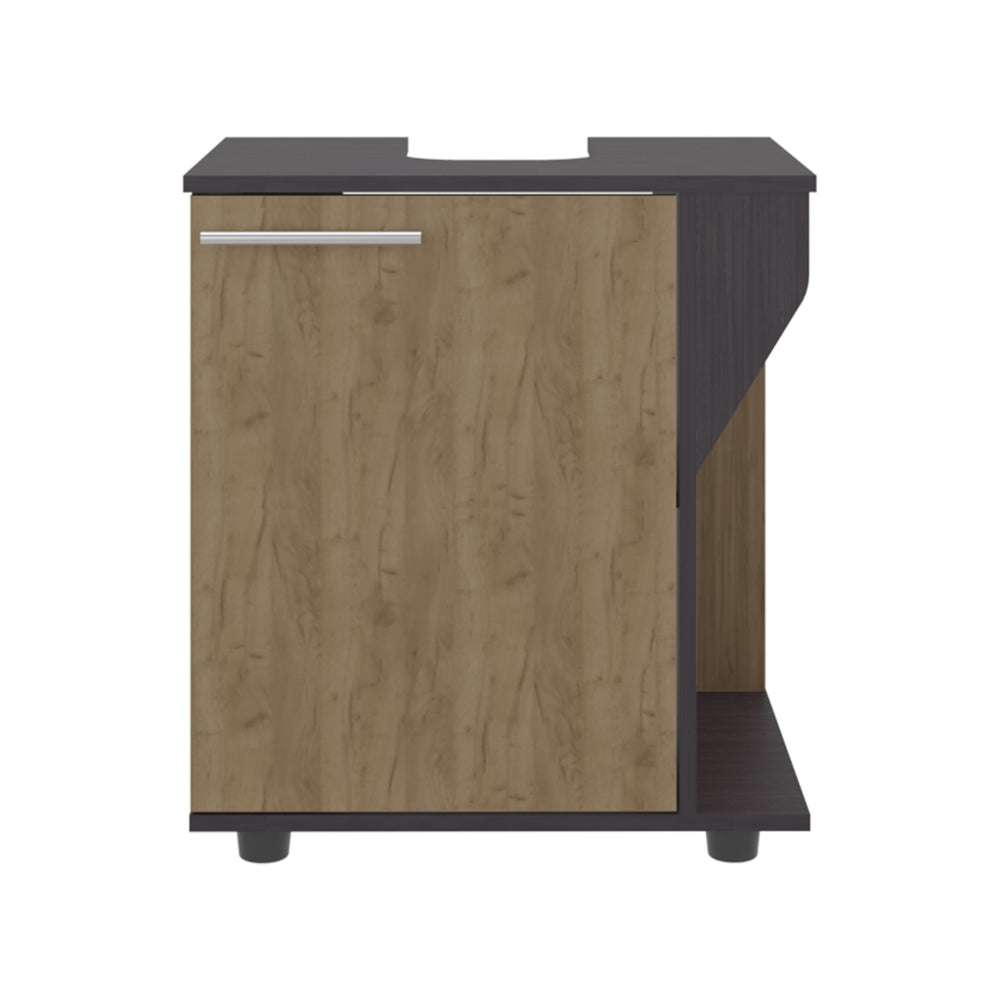 English Elm FM Gila Bend Under Sink Storage Cabinet, Compact White Particleboard with Two Shelves, Scratch-Resistant Melamine Surface Ideal for Small Bathrooms B128P387087